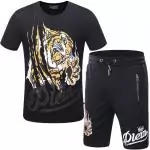 philipp plein short de survetement tiger head black